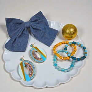 Mommy And Me Earring/bracelet And Hair Bow Set